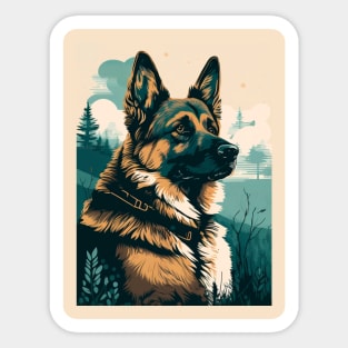 German Shepherd Overlooking Valley Sticker